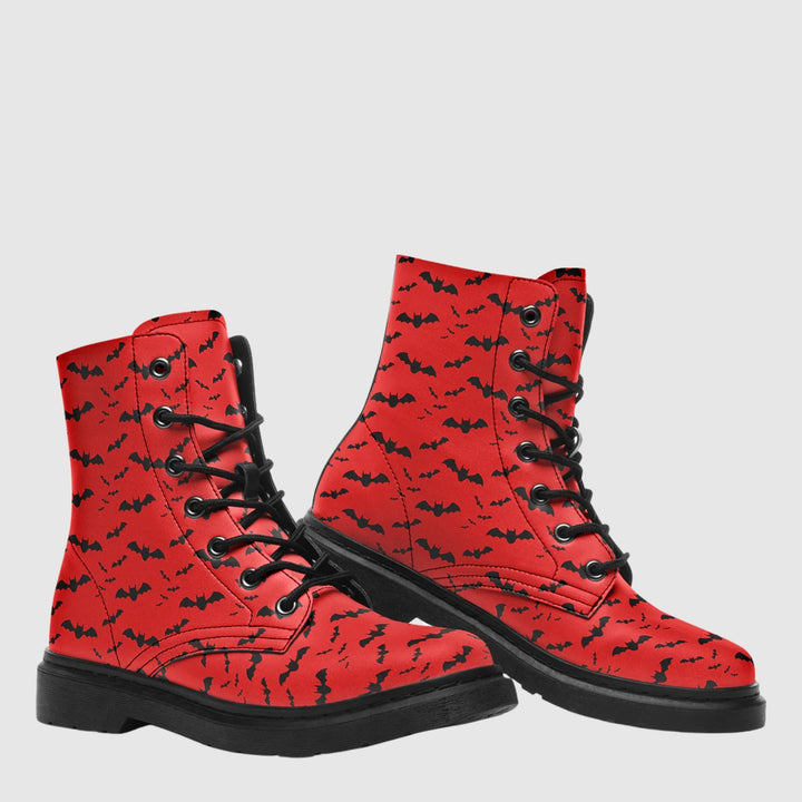 Nocturne Bat Combat Boots – Blood Red