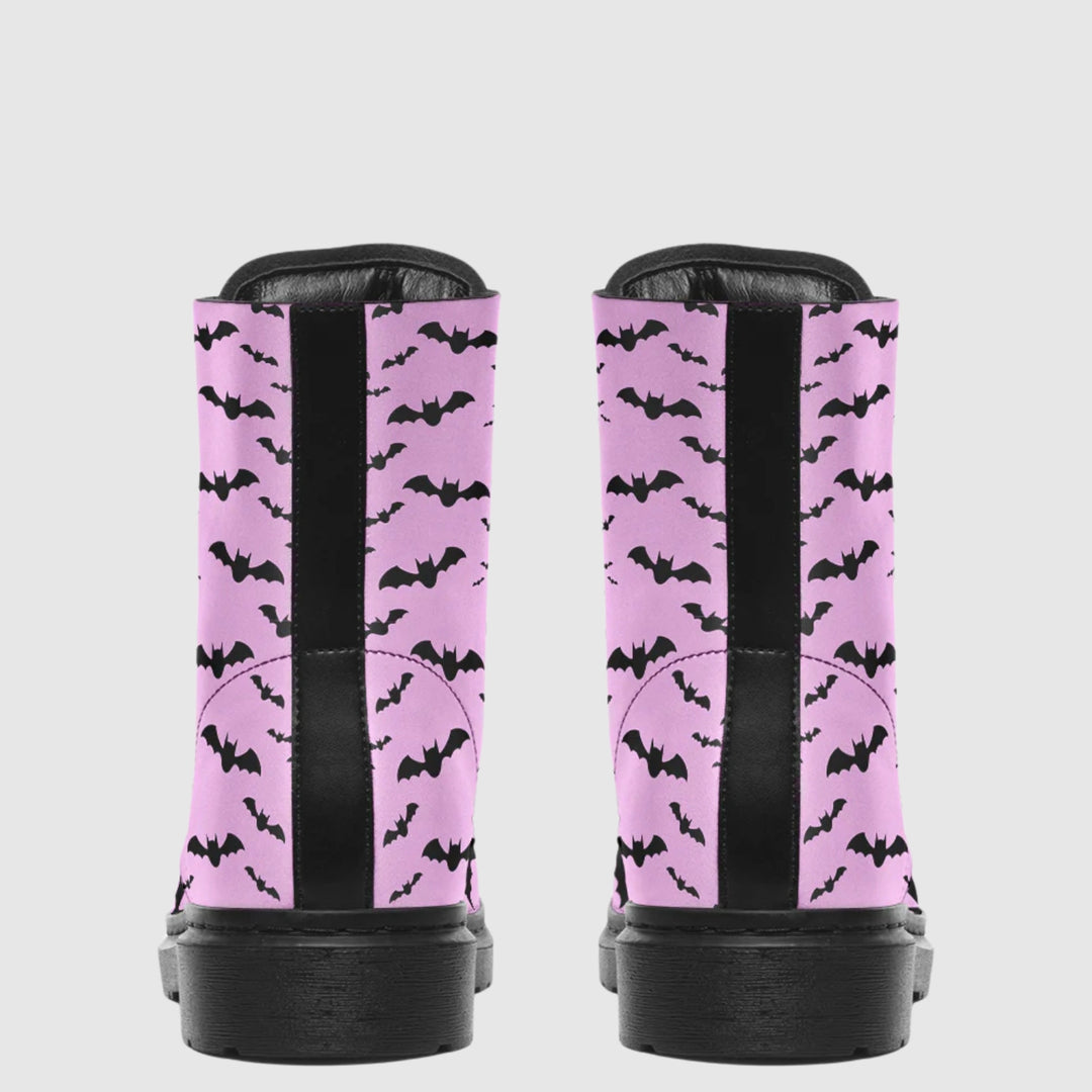 Nocturne Bat Combat Boots – Pastel Goth Pink