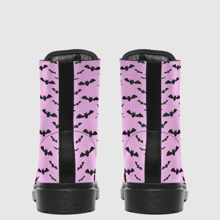Nocturne Bat Combat Boots – Pastel Goth Pink