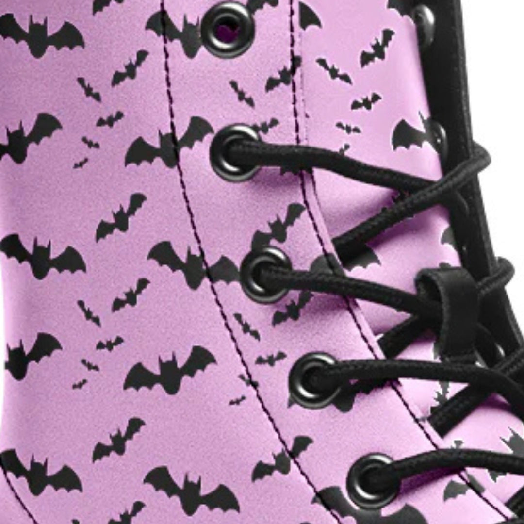 Nocturne Bat Combat Boots – Pastel Goth Pink