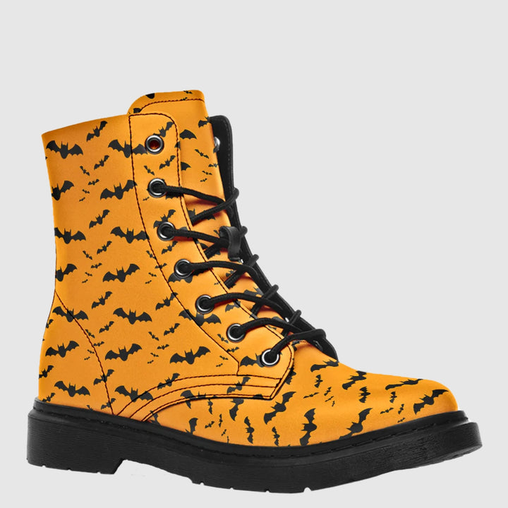 Nocturne Bat Combat Boots – Pumpkin Orange