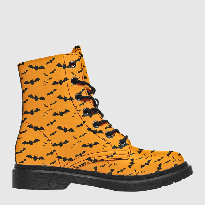 Nocturne Bat Combat Boots – Pumpkin Orange