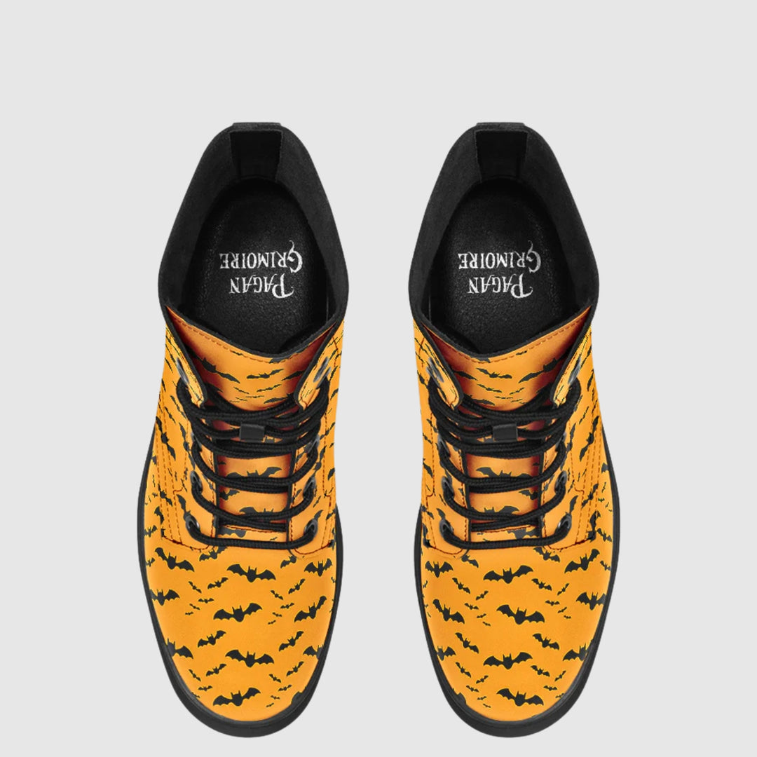 Nocturne Bat Combat Boots – Pumpkin Orange