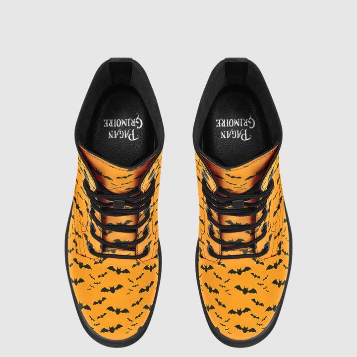 Nocturne Bat Combat Boots – Pumpkin Orange
