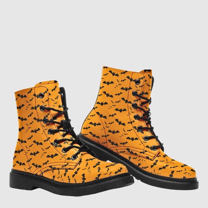 Nocturne Bat Combat Boots – Pumpkin Orange