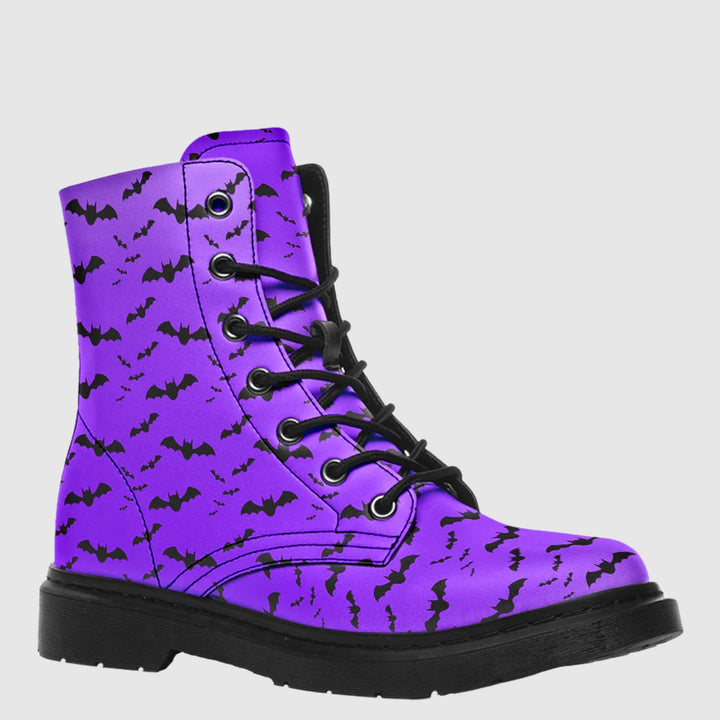 Purple Nocturne Bat Combat Boots
