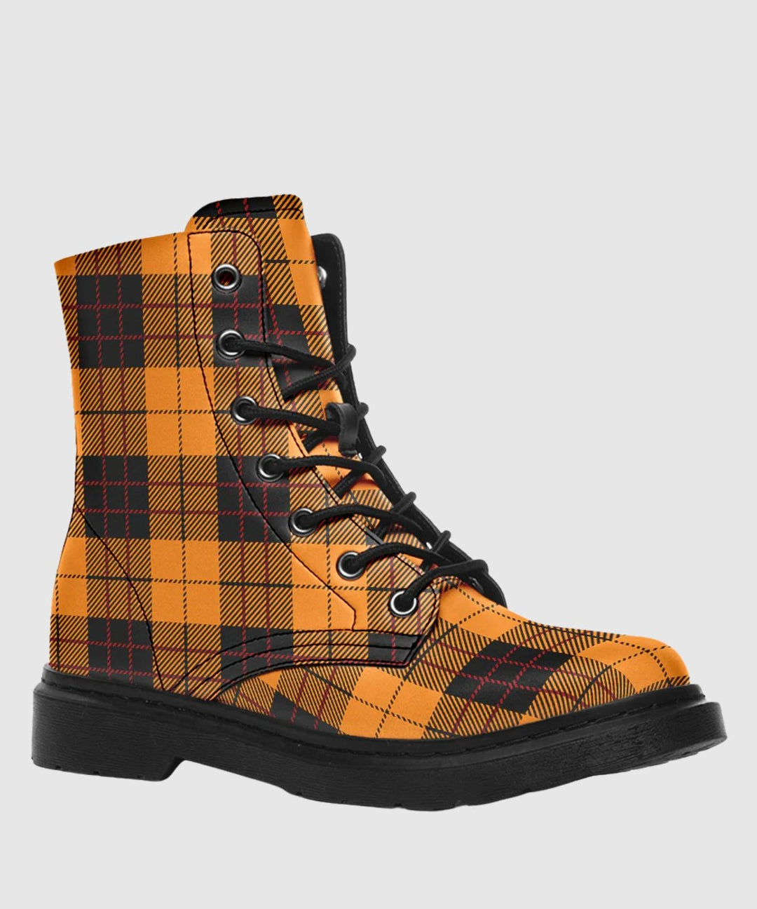 Orange and Black Plaid Boots - The Pagan Grimoire