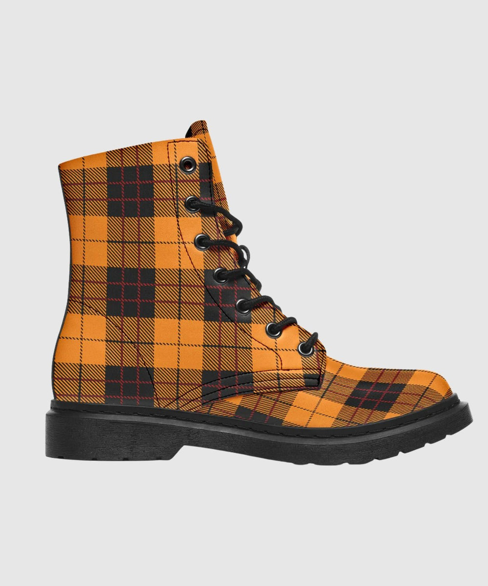 Orange and Black Plaid Boots - The Pagan Grimoire