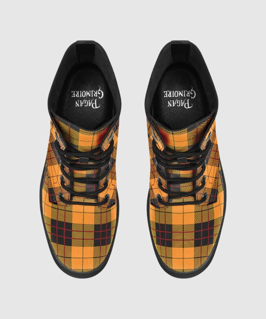 Orange and Black Plaid Boots - The Pagan Grimoire