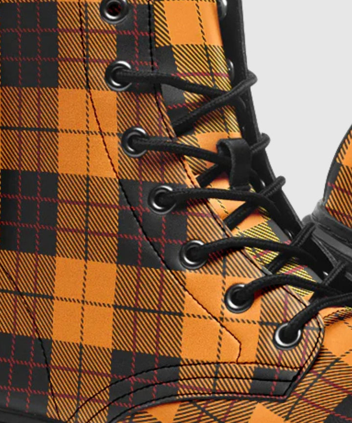 Orange and Black Plaid Boots - The Pagan Grimoire