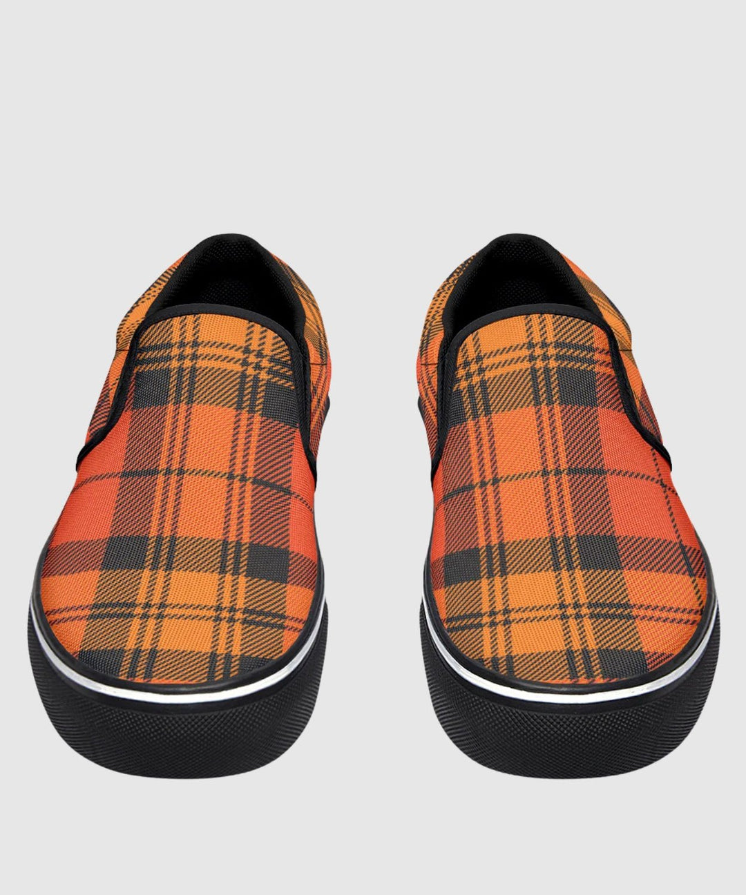 Orange and Black Plaid Slip Ons - The Pagan Grimoire