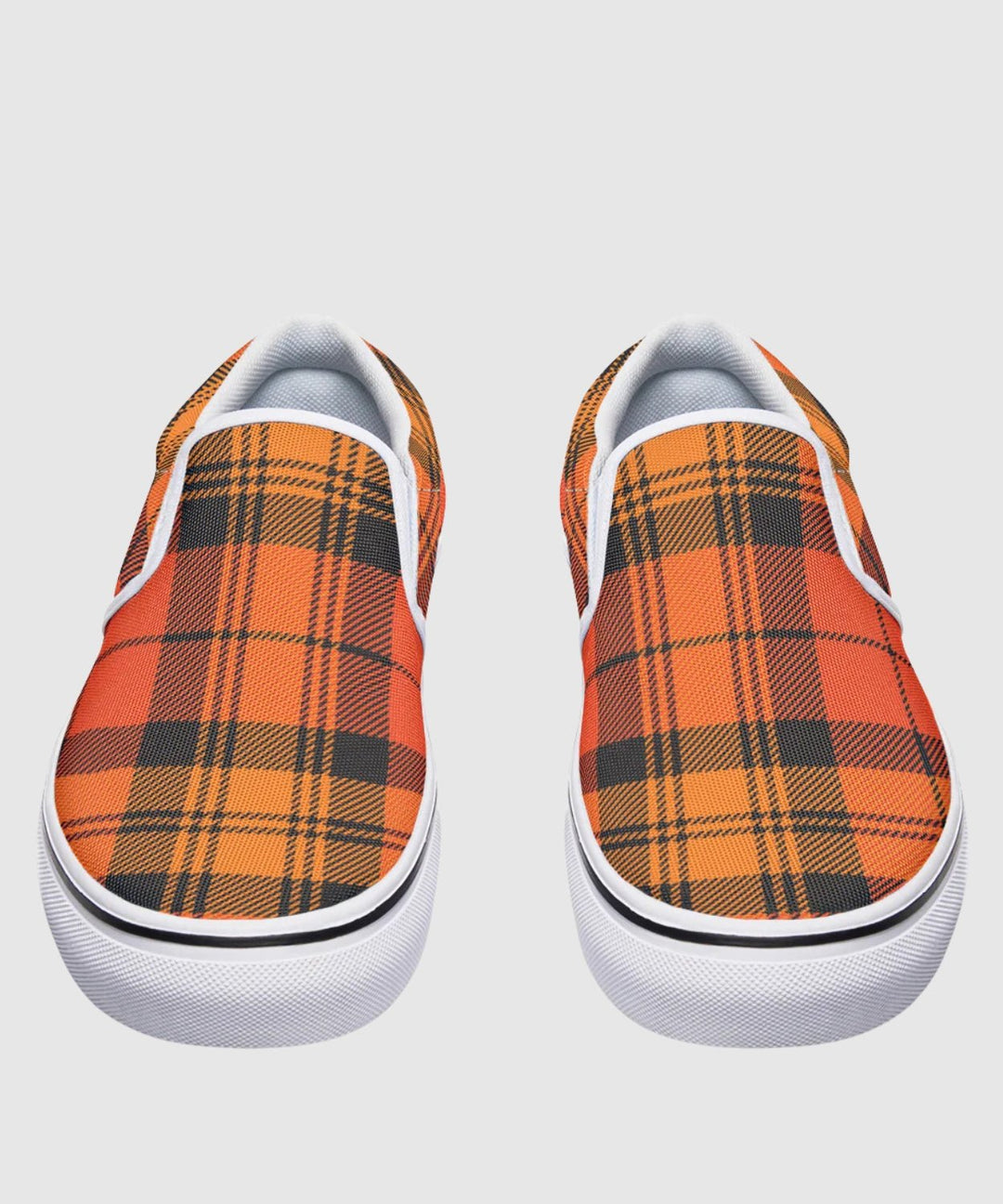 Orange and Black Plaid Slip Ons - The Pagan Grimoire