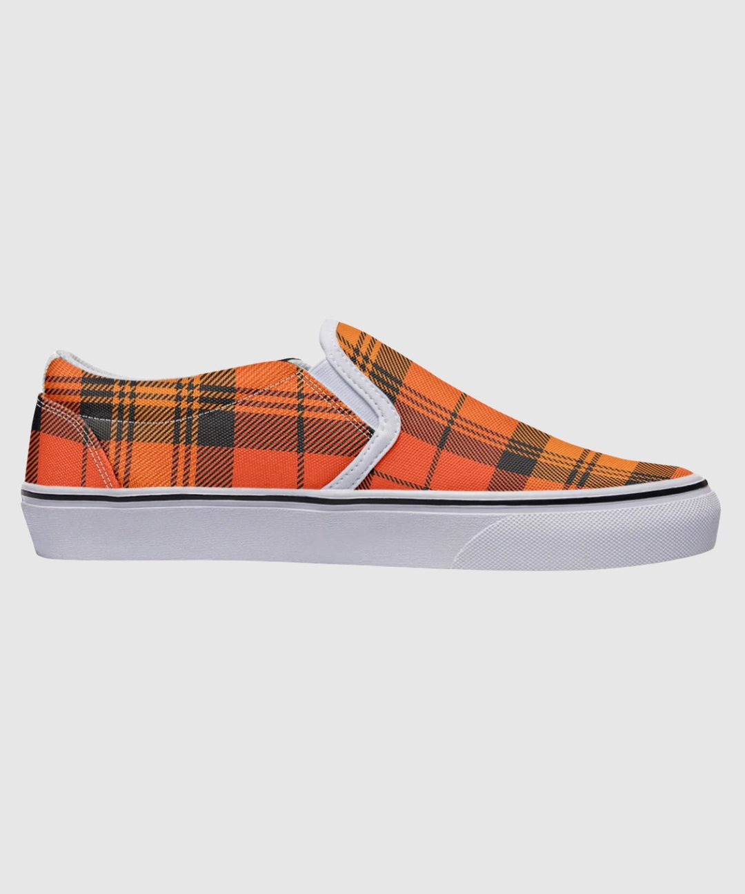 Orange and Black Plaid Slip Ons - The Pagan Grimoire