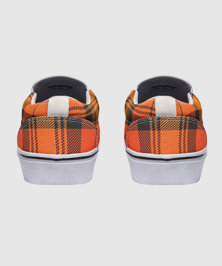Orange and Black Plaid Slip Ons - The Pagan Grimoire