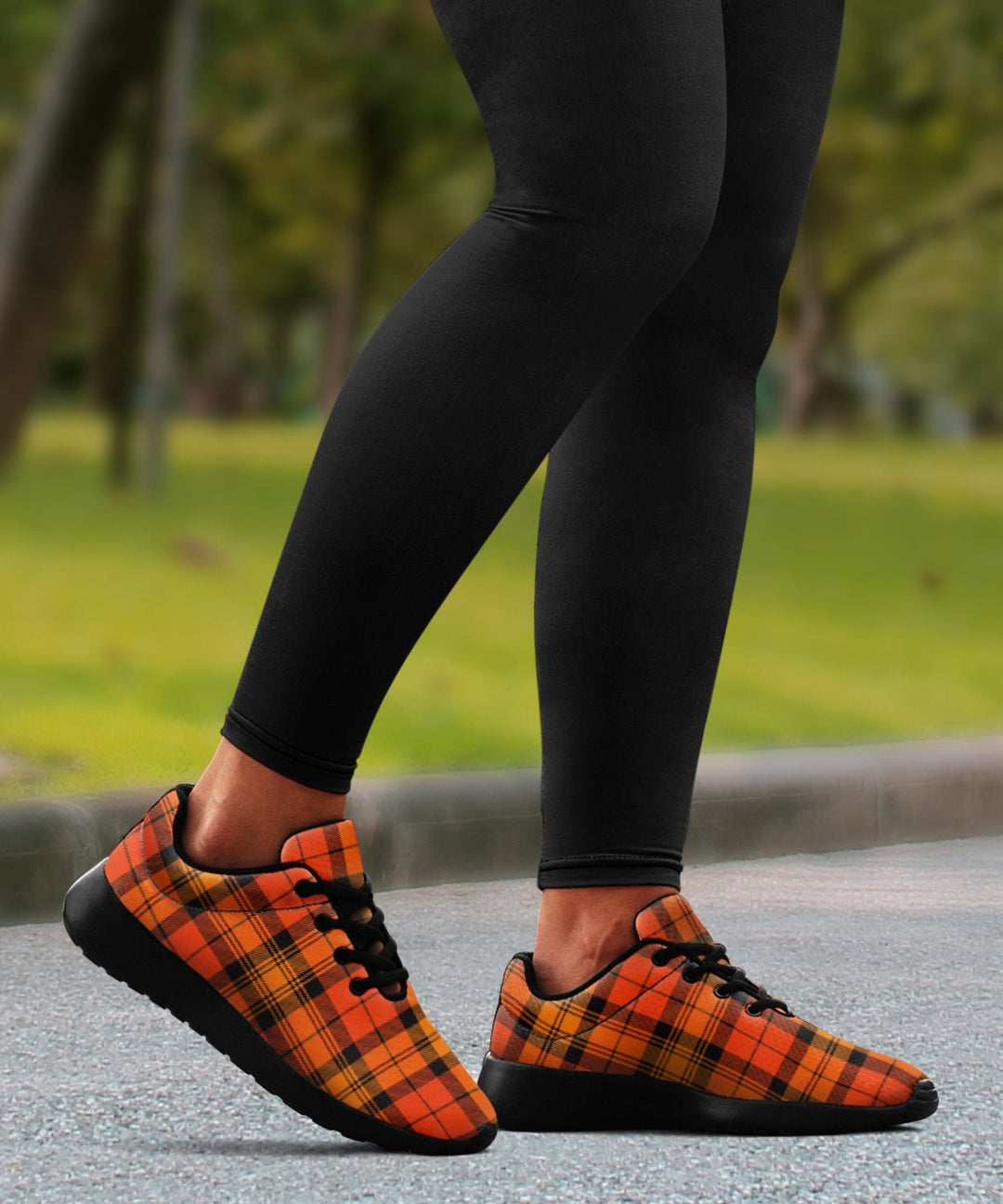 Orange and Black Plaid Sneakers - The Pagan Grimoire