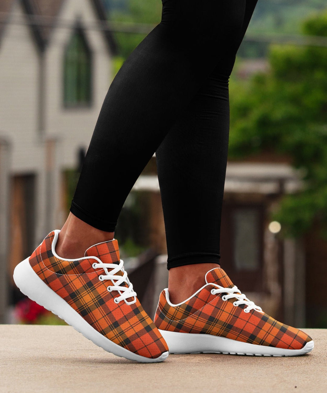 Orange and Black Plaid Sneakers - The Pagan Grimoire