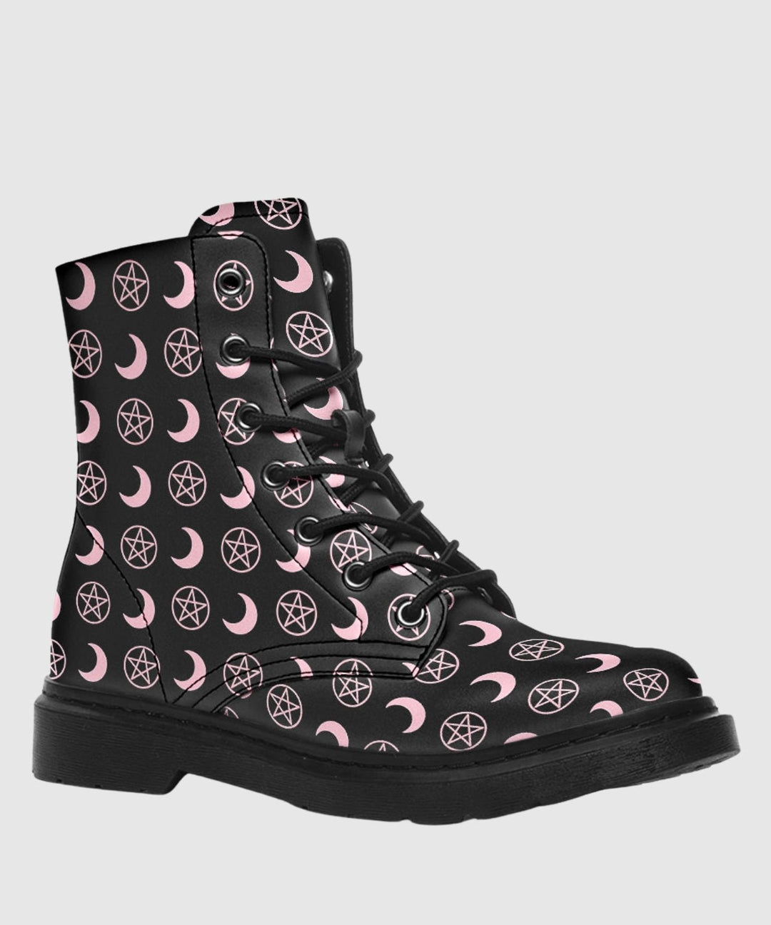 Pink Moons and Pentagrams Boots - The Pagan Grimoire