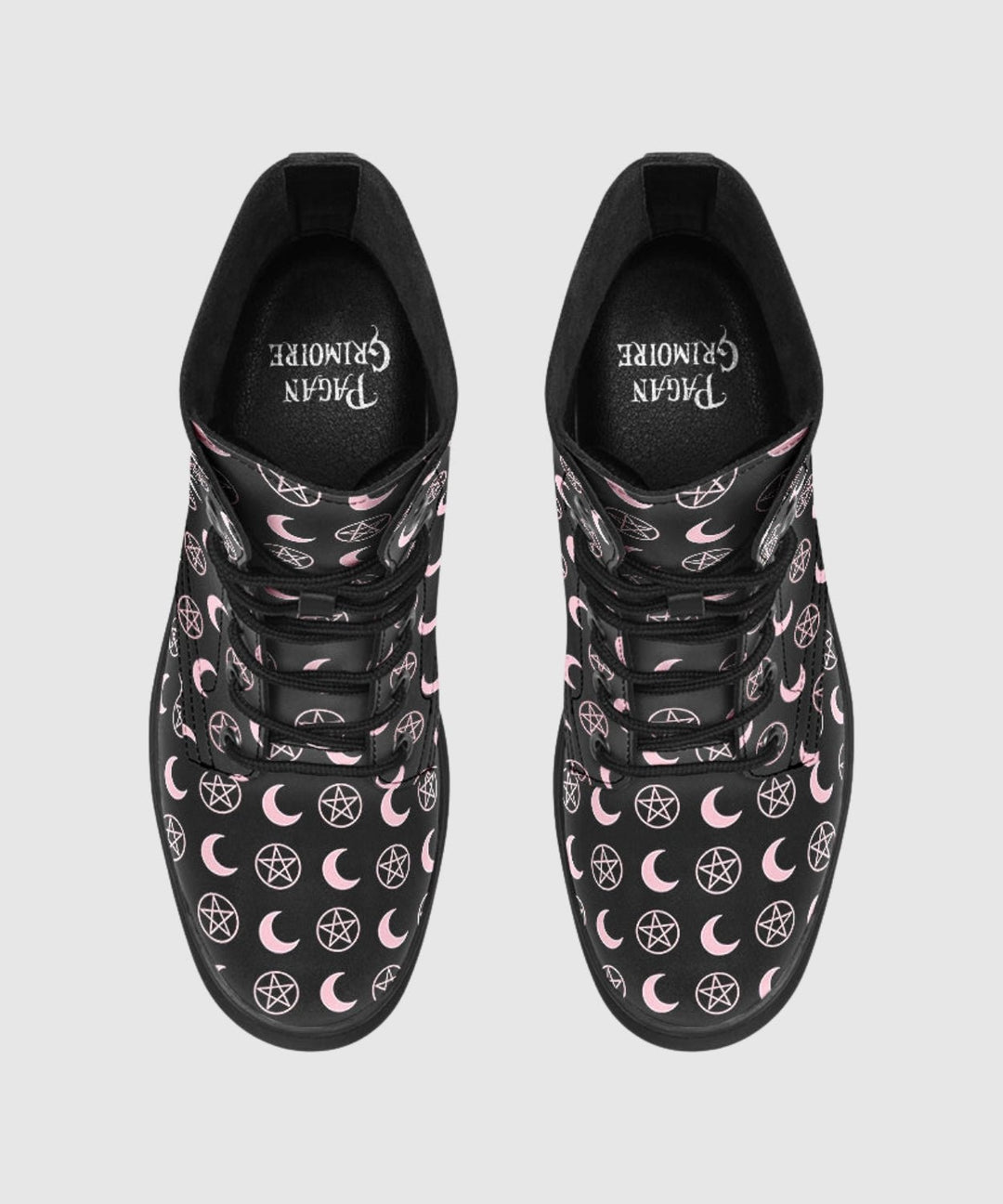 Pink Moons and Pentagrams Boots - The Pagan Grimoire