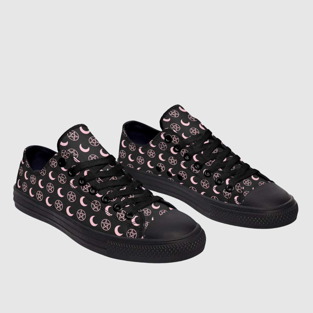 Pink Moons and Pentagrams Low Tops - The Pagan Grimoire