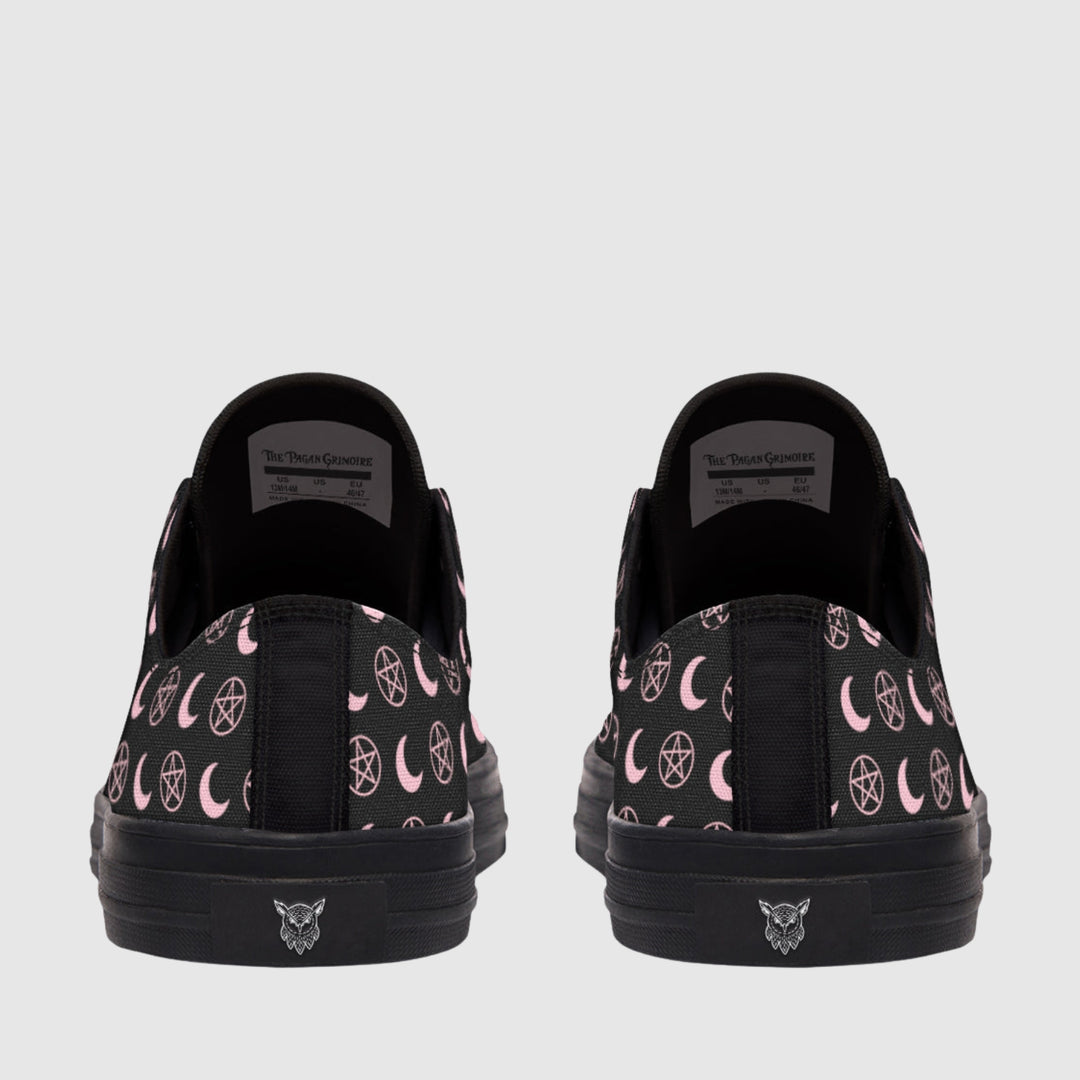 Pink Moons and Pentagrams Low Tops - The Pagan Grimoire