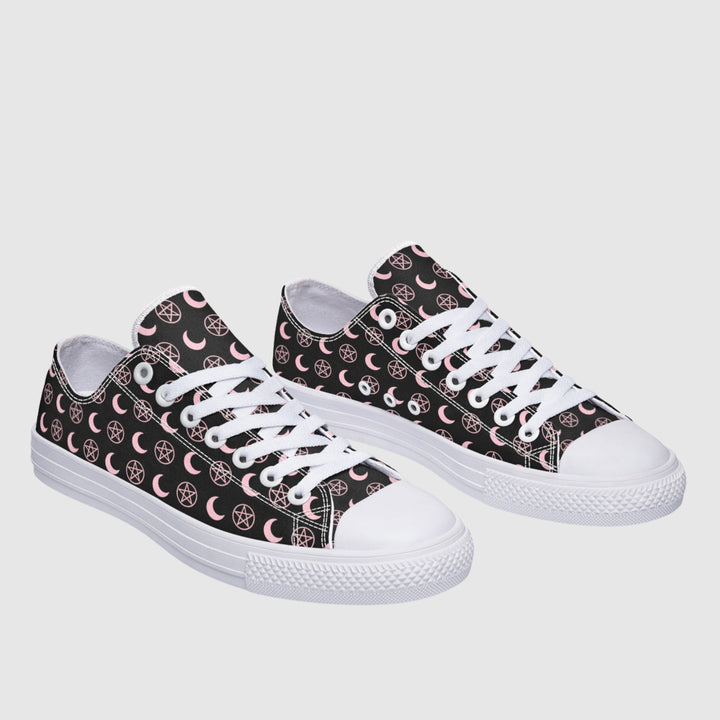 Pink Moons and Pentagrams Low Tops - The Pagan Grimoire