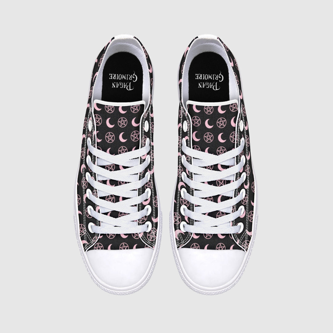 Pink Moons and Pentagrams Low Tops - The Pagan Grimoire