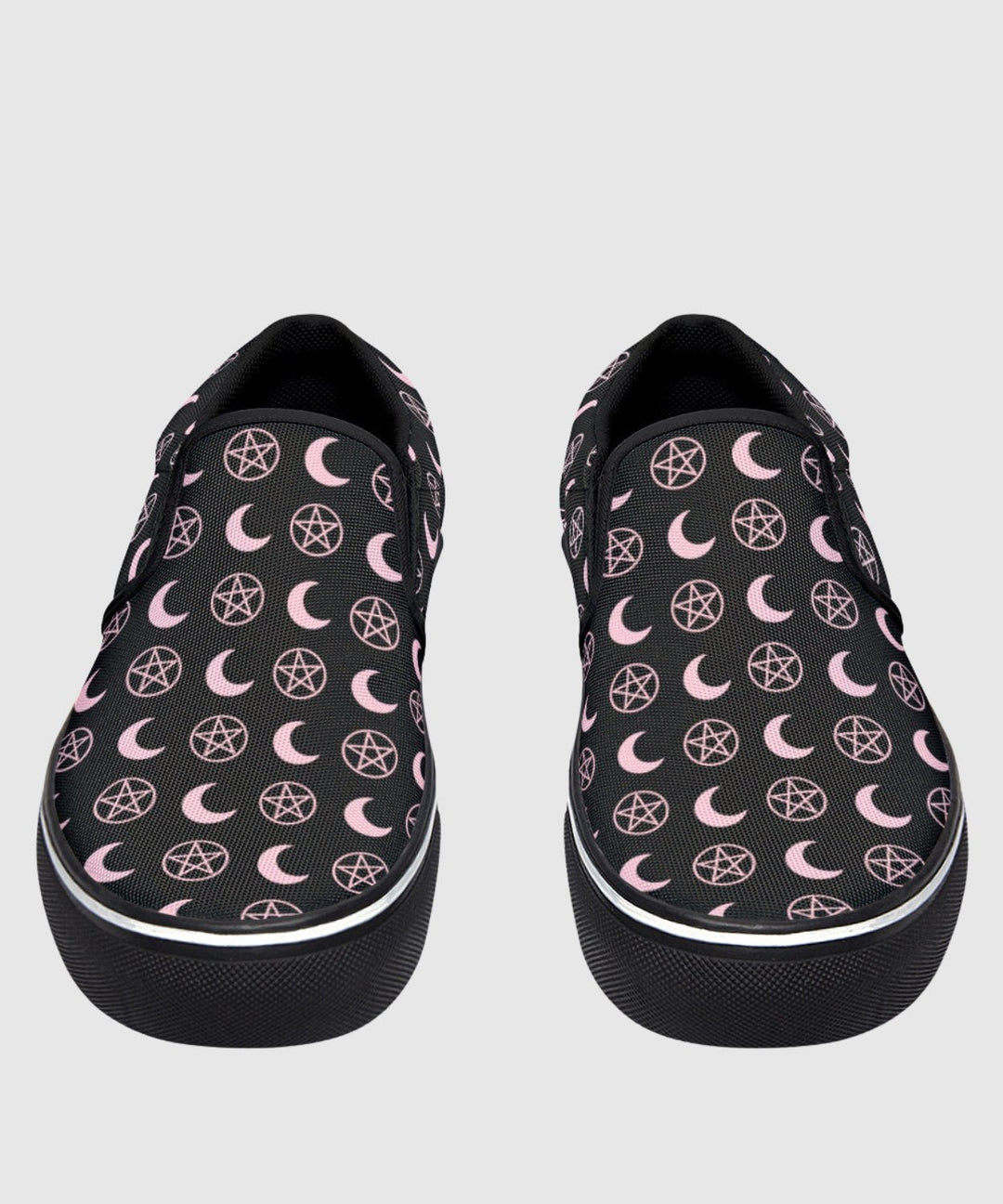 Pink Moons and Pentagrams Slip On Shoes - The Pagan Grimoire