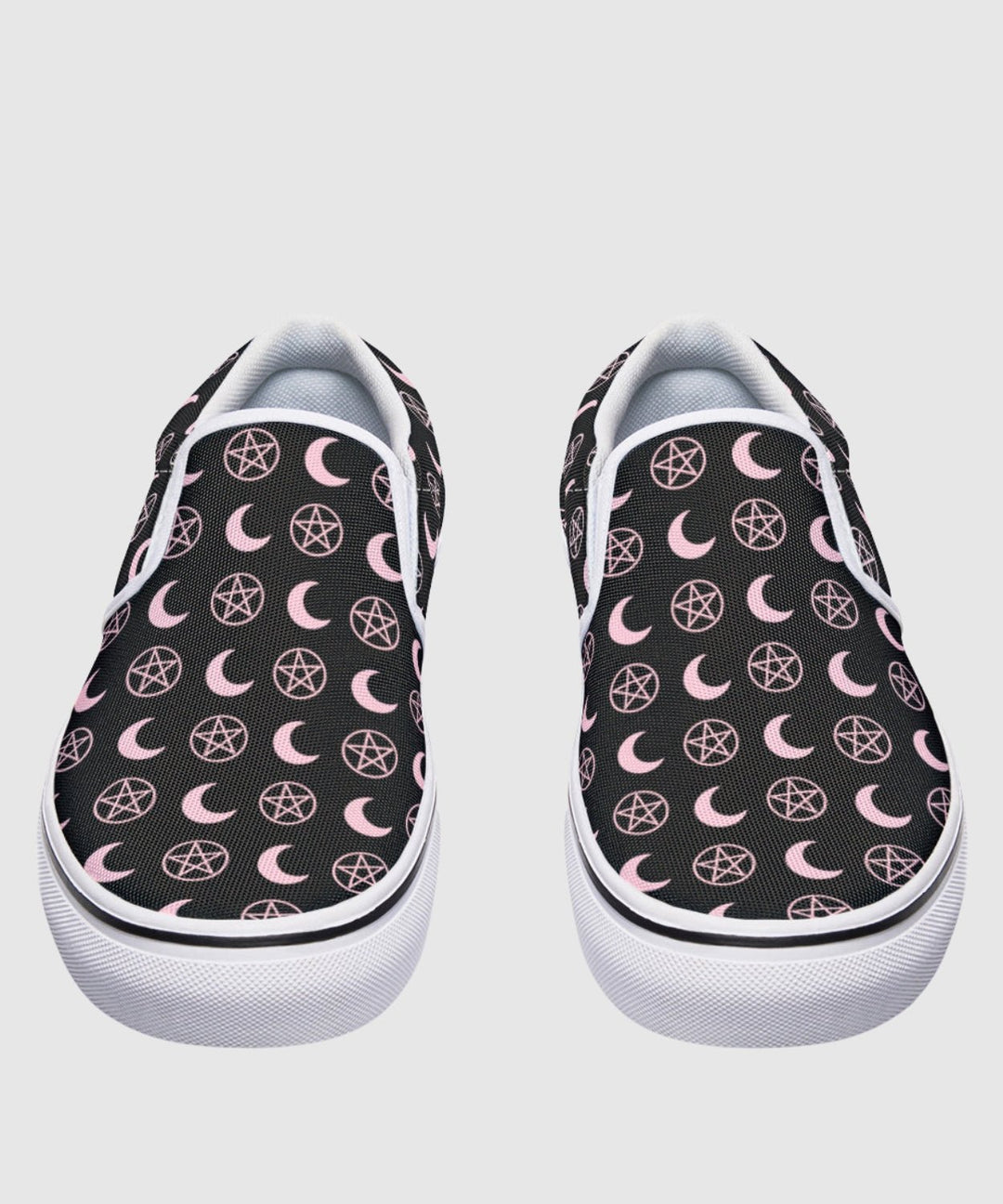 Pink Moons and Pentagrams Slip On Shoes - The Pagan Grimoire