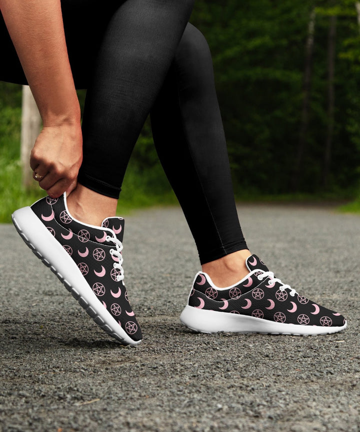 Pink Moons and Pentagrams Sneakers - The Pagan Grimoire