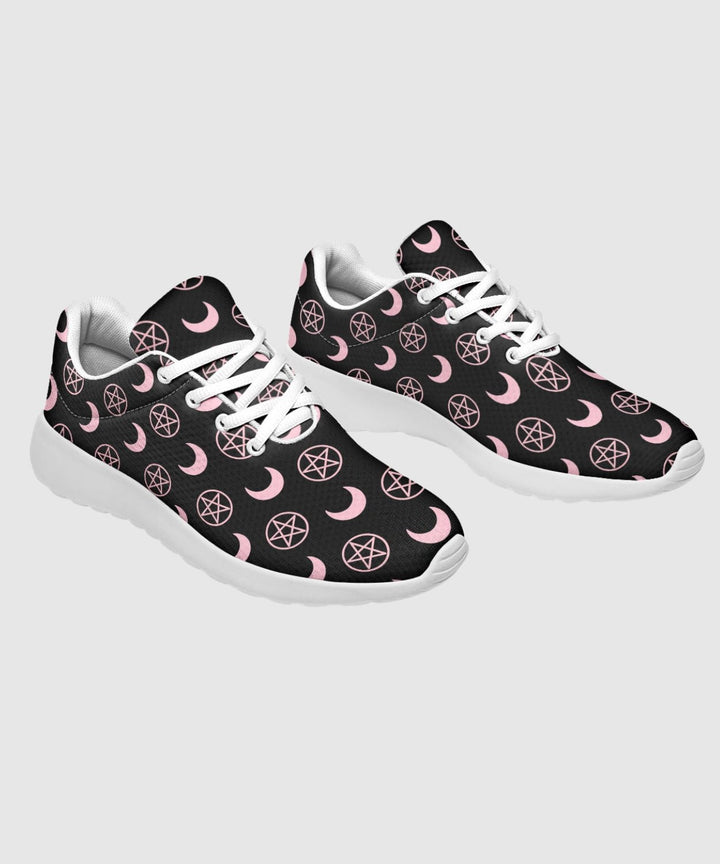 Pink Moons and Pentagrams Sneakers - The Pagan Grimoire