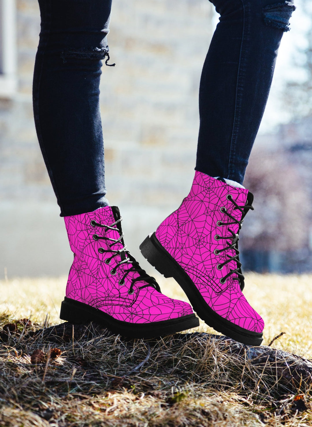Pink Spiderweb Boots - The Pagan Grimoire