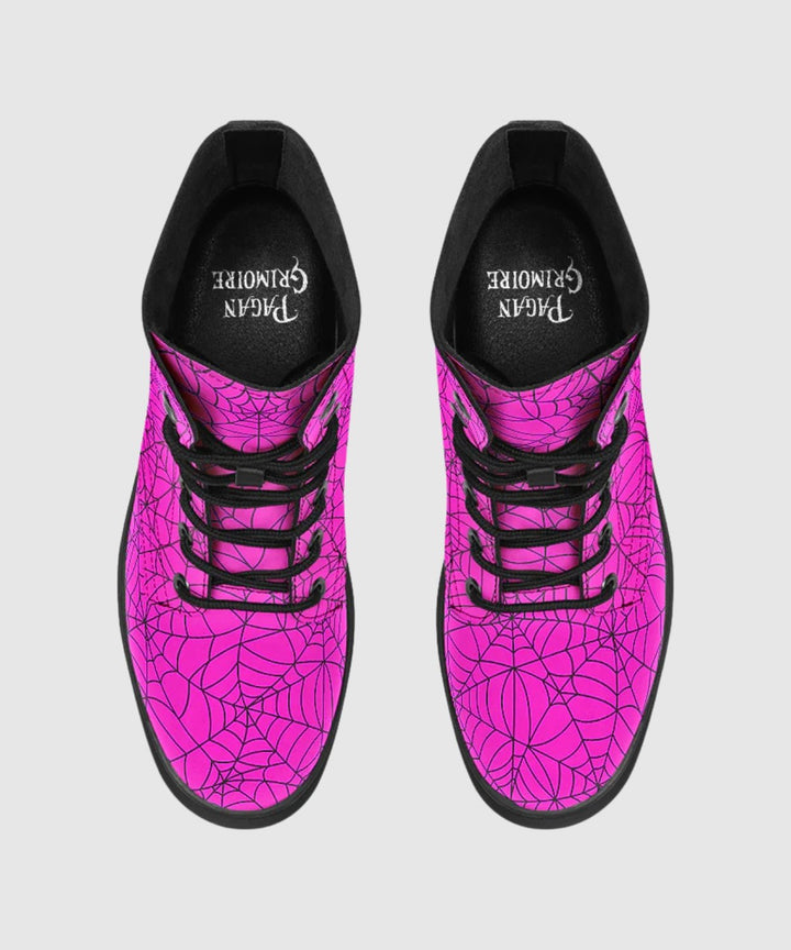 Pink Spiderweb Boots - The Pagan Grimoire
