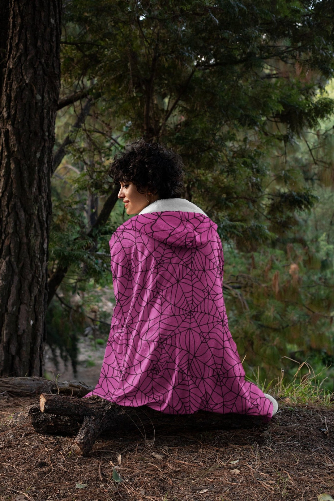 Pink Spiderweb Hooded Blanket - The Pagan Grimoire