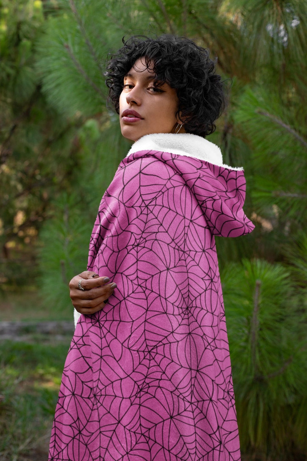Pink Spiderweb Hooded Blanket - The Pagan Grimoire