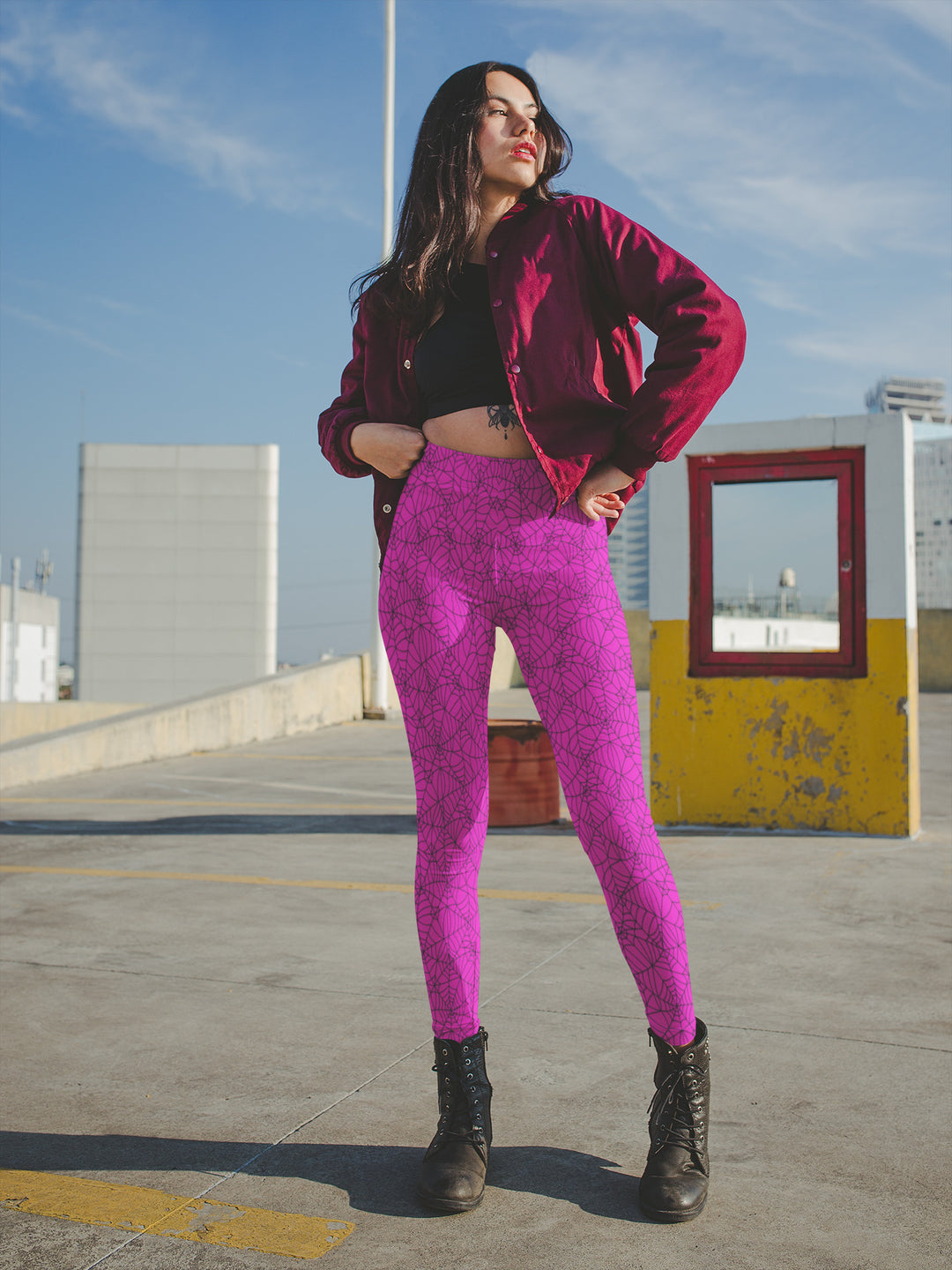 Pink Spiderweb Leggings - The Pagan Grimoire