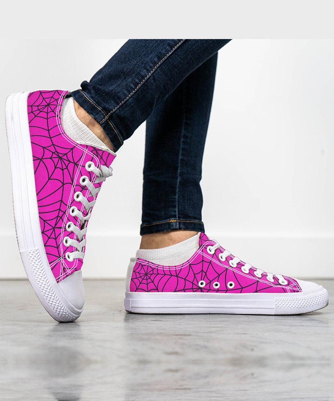 Pink Spiderweb Low Tops - The Pagan Grimoire