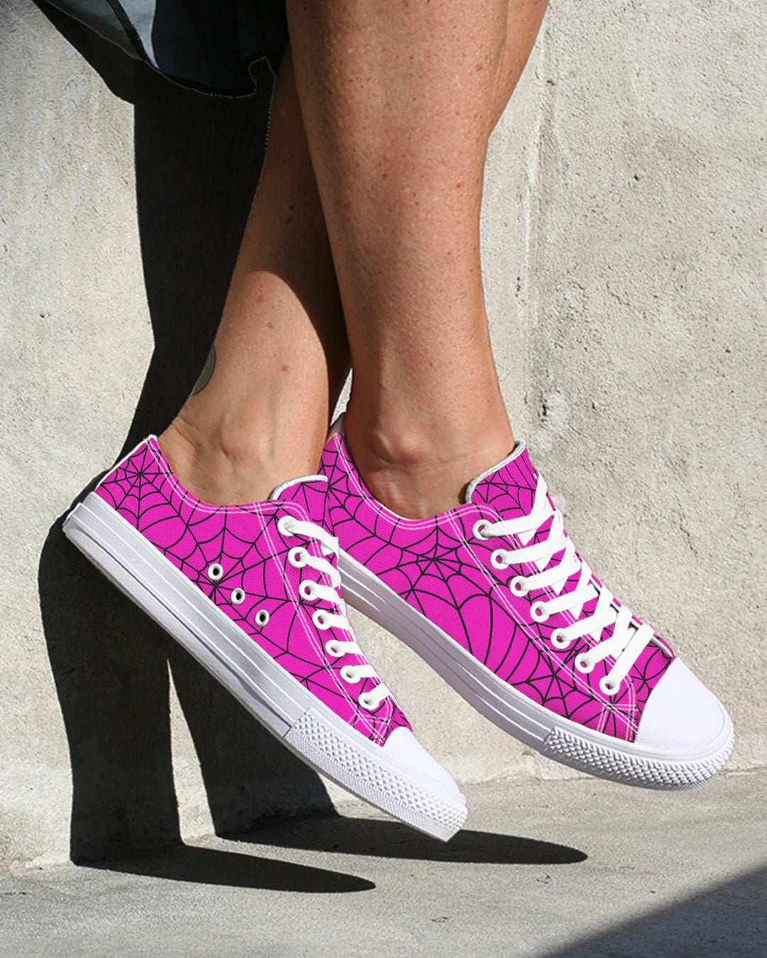 Pink Spiderweb Low Tops - The Pagan Grimoire