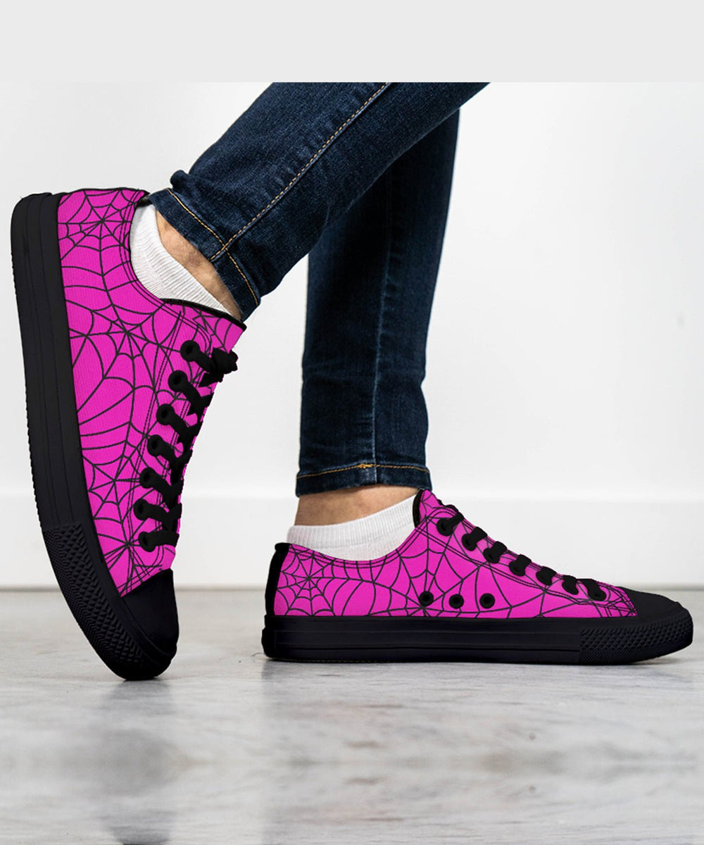 Pink Spiderweb Low Tops - The Pagan Grimoire