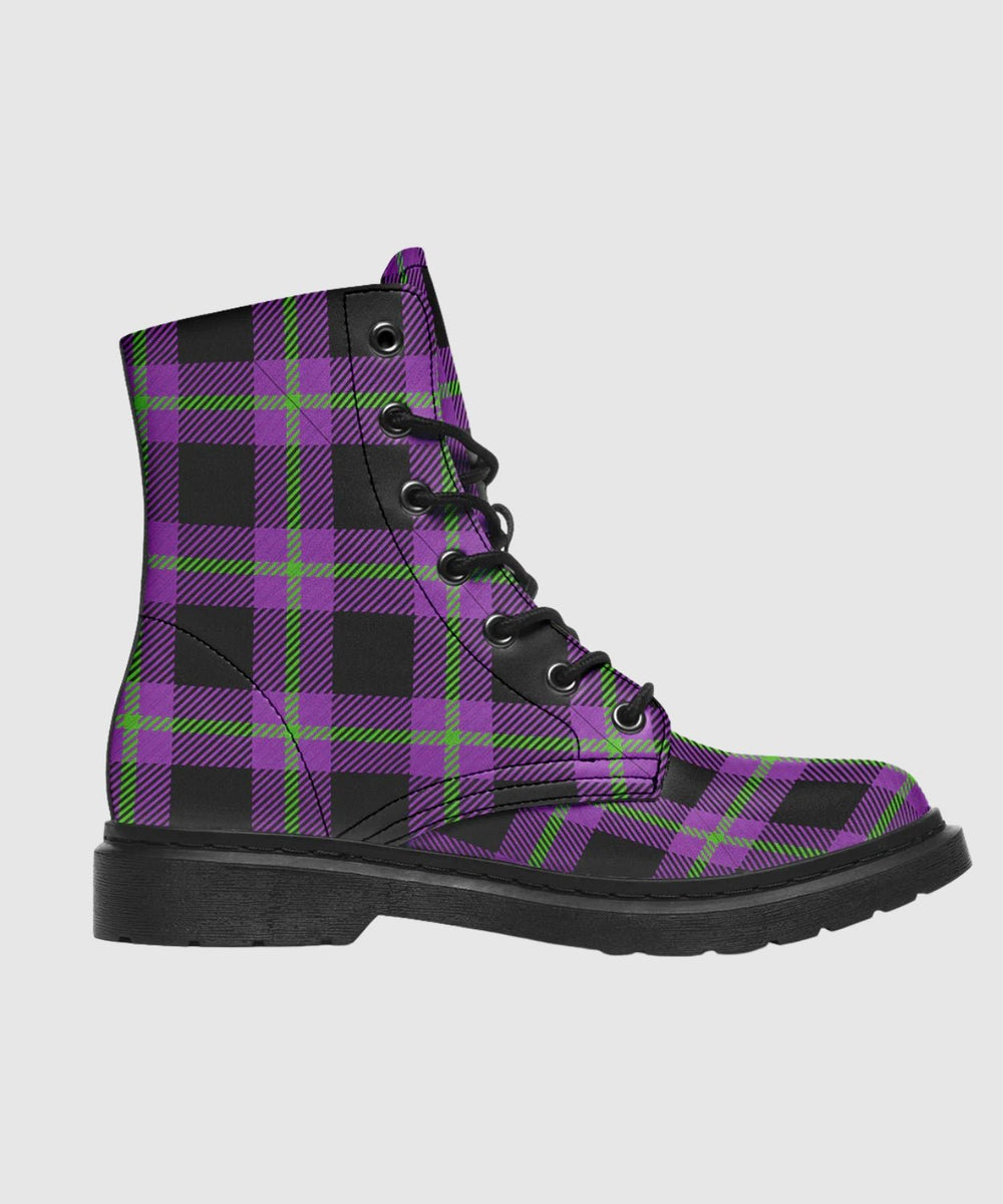 Purple and Green Plaid Boots - The Pagan Grimoire