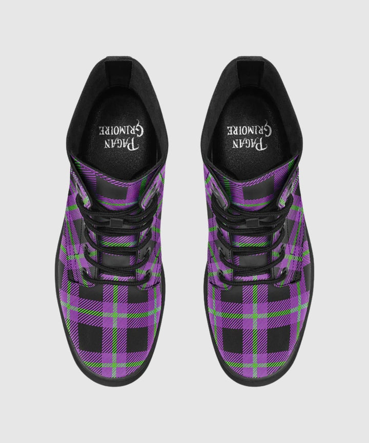 Purple and Green Plaid Boots - The Pagan Grimoire