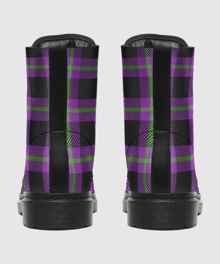 Purple and Green Plaid Boots - The Pagan Grimoire