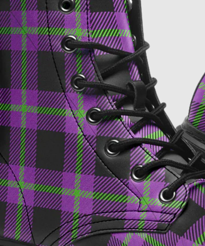 Purple and Green Plaid Boots - The Pagan Grimoire