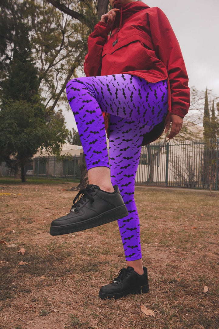 Purple Nocturne Bat Leggings - The Pagan Grimoire