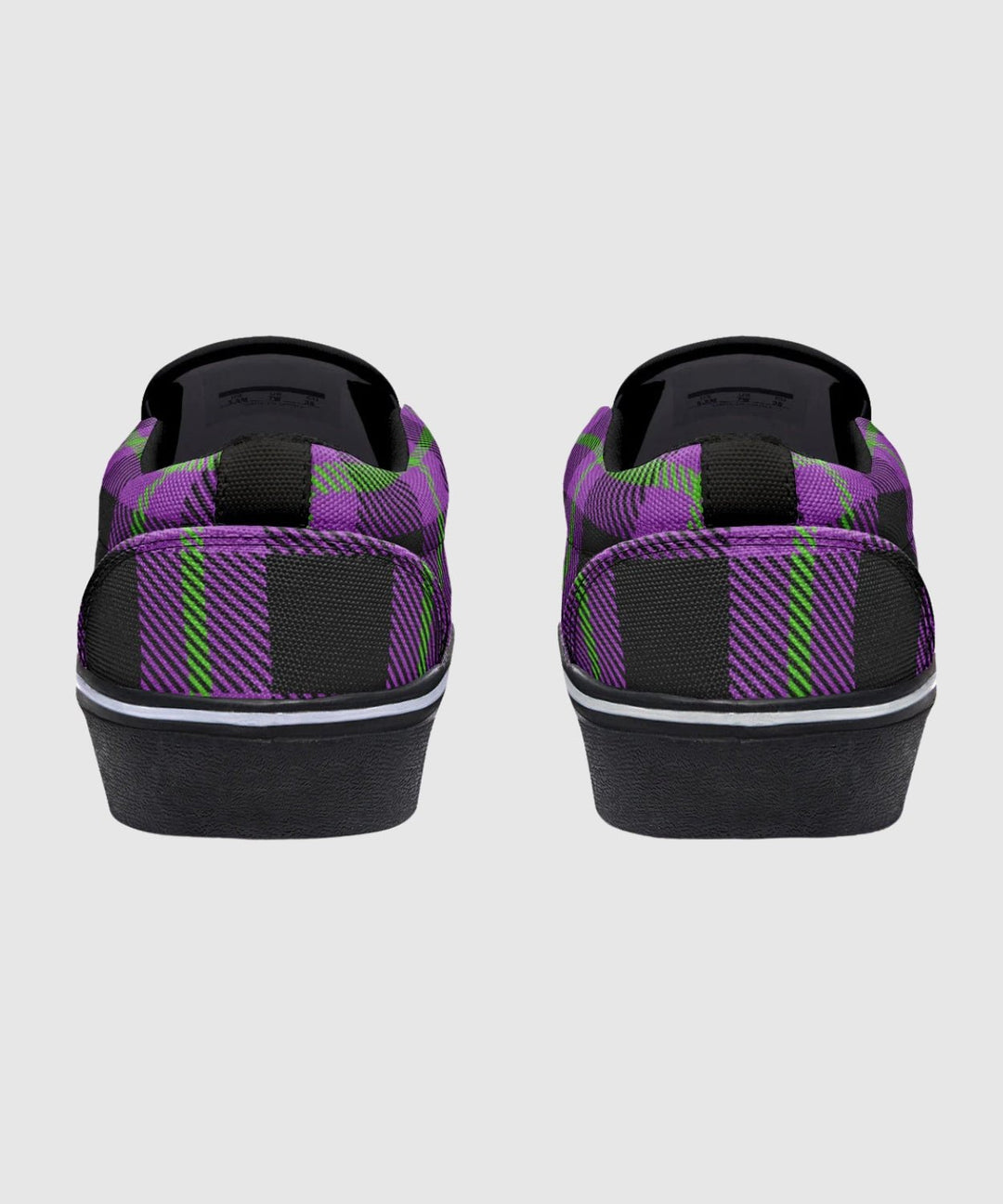 Purple and Green Plaid Slip Ons - The Pagan Grimoire