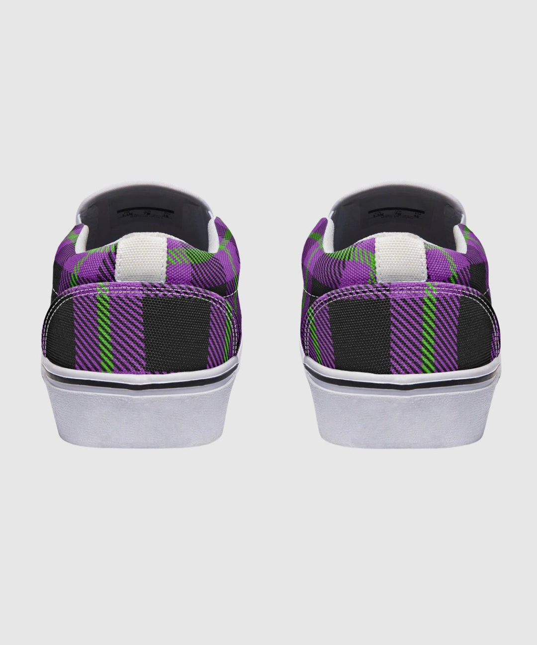 Purple and Green Plaid Slip Ons - The Pagan Grimoire