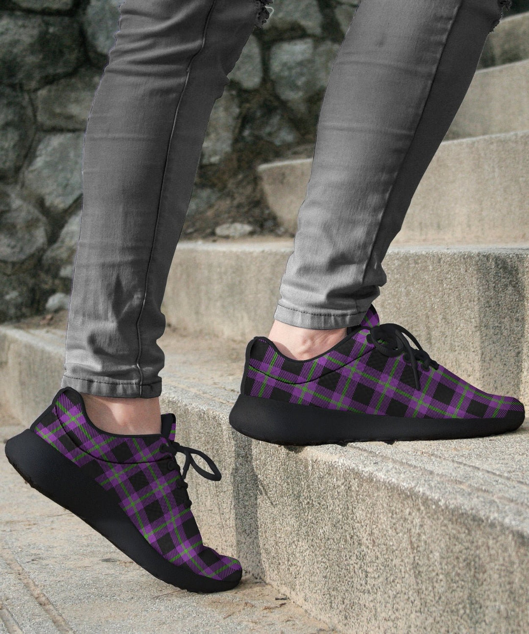 Purple and Green Plaid Sneakers - The Pagan Grimoire