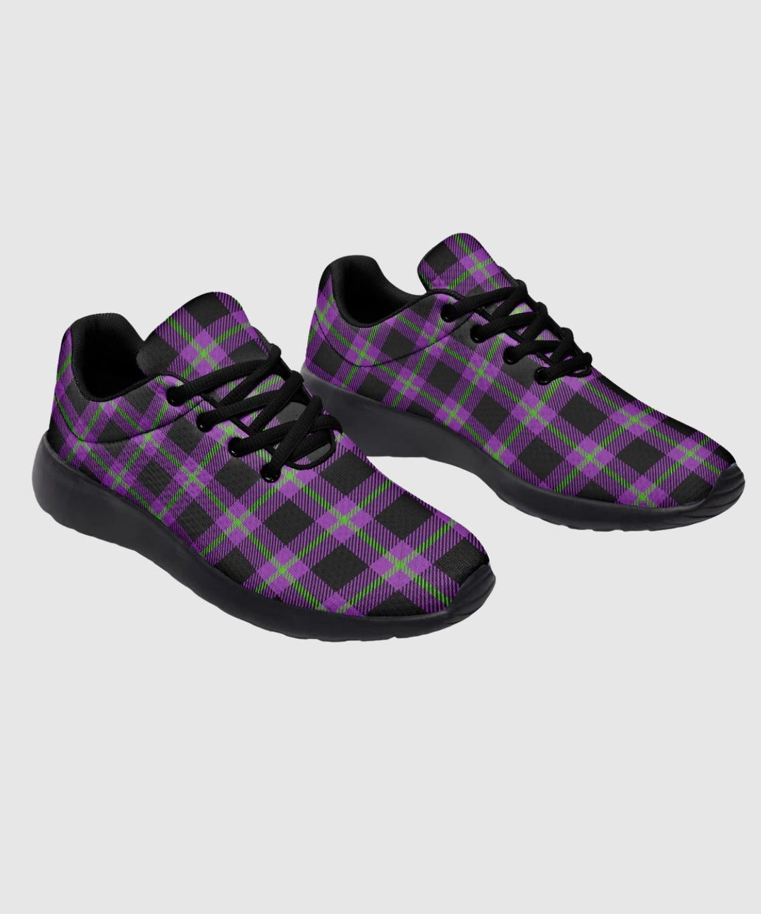Purple and Green Plaid Sneakers - The Pagan Grimoire