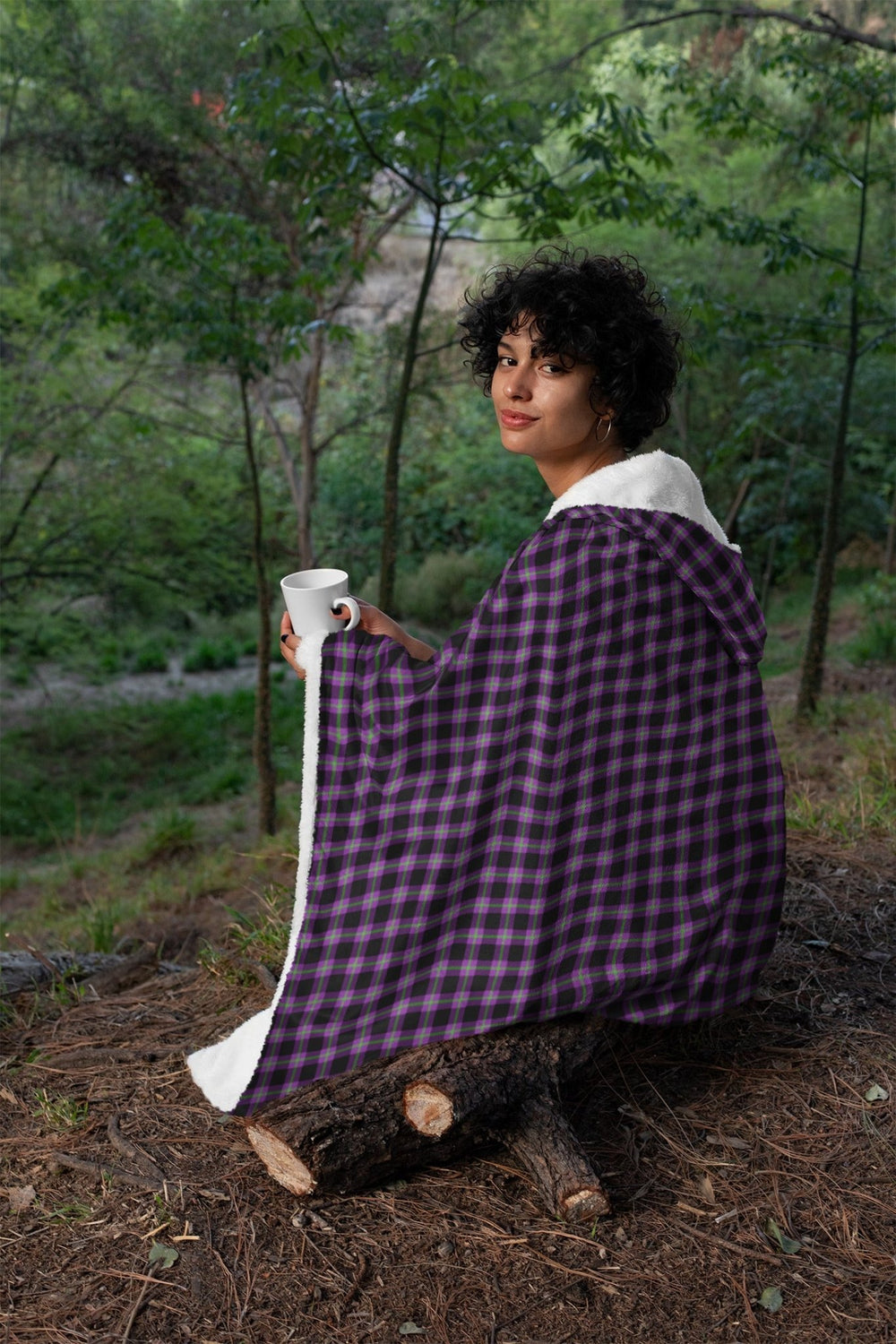 Purple and Green Plaid Hooded Blanket - The Pagan Grimoire