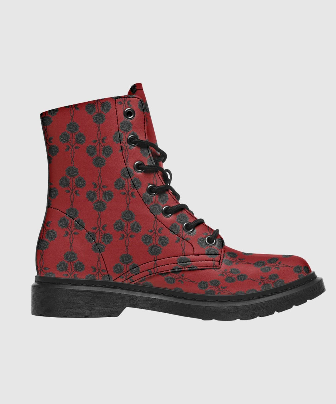 Black and Red Gothic Roses Boots - The Pagan Grimoire