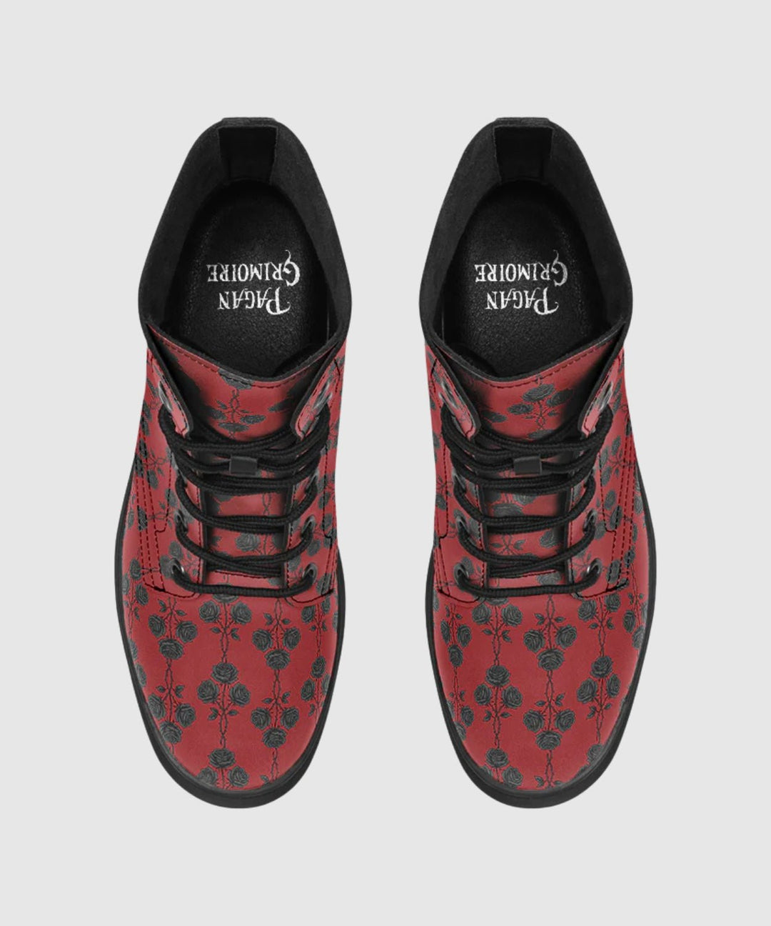 Black and Red Gothic Roses Boots - The Pagan Grimoire